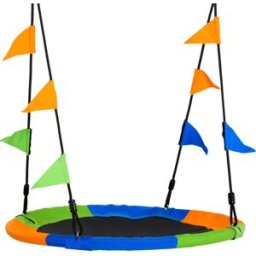 Outsunny Altalena Rotonda a Nido per Bambini di +3 Anni per Giardino, Esterni, Interni, Cameretta, Multicolor Φ100x120-180Acm Aosom