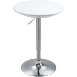 Homcom Tavolo Rotondo da Bar con Piano Girevole, Altezza Regolabile con Leva a Gas e Base in Acciaio, Φ61x76-97cm, Bianco Aosom