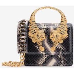 Roberto Cavalli Roar Bag Con Stampa Pitone - Female Borse A Spalla Nero/bianco UNICA