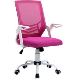Vinsetto Sedia da Ufficio Ergonomica con Braccioli e Supporto Lombare, Poltrona Ufficio Girevole e Altezza Regolabile in Tessuto Rosa Aosom