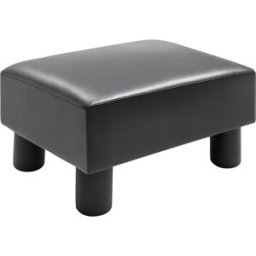 Homcom Poggiapiedi Rettangolare Imbottito e Rivestito in Ecopelle Nera, 40x30x24 cm, Max. 100kg, per /Soggiorno/Ingresso Aosom