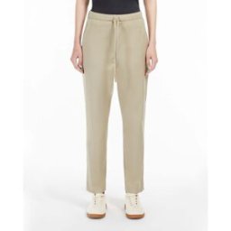 Max Mara Joggers beige in cotone stretch con coulisse inserita in vita