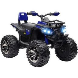 Homcom Quad Elettrico per Bambini 3-5 Anni a 12V con Fari e Pedale, in PP e Metallo 100x65x73 cm, Blu