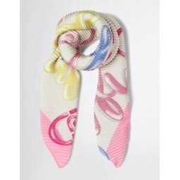 Liujo Foulard in tessuto plissettato rosa a fantasia logo e scritte Puffy multicolore