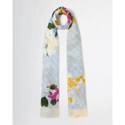 Liujo Stola azzurra in bambù a motivo monogram con stampa floreale multicolore