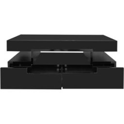 Gl Store Tavolino da Salotto con Striscia LED Integrata, 4 Cassetti Frontali e Posteriori, Nero