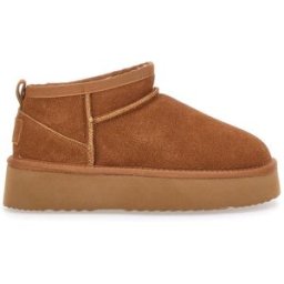 WOW PITTARELLO Stivaletti Flatform Marroni in Vera Pelle Scamosciata con Pelo Pittarello Wow 3547 37