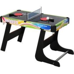 Homcom Tavolo Multigioco Pieghevole 4 in 1 con Calcio Balilla, Hockey da Tavolo, Ping Pong e Biliardo, 86,5x43,5x64cm
