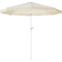 Outsunny Ombrellone da Giardino a Manovella Inclinabile e Palo a 2 Sezioni, Poliestere e Metallo, 2.6x2.4 m, Bianco