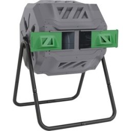 Outsunny Compostiera da Giardino Girevole a 2 Sezioni con 8 Prese d'Aria, in Acciaio e PP, 71x65x96 cm, Grigio