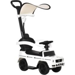 Homcom Macchina a Spinta per Bambini Mercedes-Benz G350 Bianco con Maniglione e Tettuccio per Passeggino Sicuro e Divertente Aosom