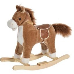 Homcom Cavallo a dondolo stile cavallo seduta imbottita con suono 2 AA batterie per bambini 36-72 mesi bainco grigio Max.carico 45kg Aosom