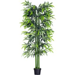 Outsunny Albero di Bambù Artificiale Alta Decorazione per Casa e Ufficio in Vaso da 180cm per Interni ed Esterni Verde Naturale Aosom