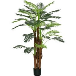 Homcom Palma Artificiale Verde da 160 cm in Vaso con 36 Foglie, in PE e Cemento per Interno ed Esterno