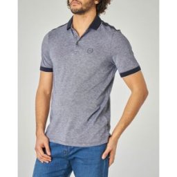Armani Polo blu melange con dettagli in contrasto