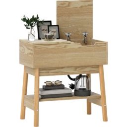 Homcom Tavolino da Salotto in Stile Boho con Ripiano a Scomparsa e Ripiano Aperto, in MDF, 30x60x60.5 cm, color Legno