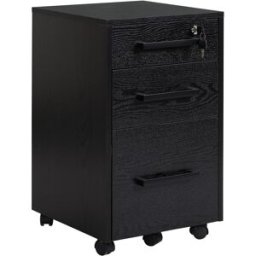 Homcom Cassettiera Portadocumenti da Ufficio con 3 Cassetti, 5 Ruote, Nero, 39.2 x 40 x 65.4cm