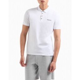 Armani Polo bianca mezza manica in jersey di cotone