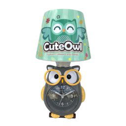 Trade Shop - Lampada Da Scrivania Con Orologio Integrato A Forma Di Gufo Stanza Bambini 13x26cm -