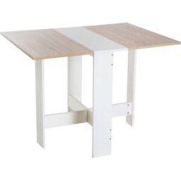 Homcom Tavolo da Pranzo Pieghevole Moderno Salvaspazio, Massello Tavolo Portatile da Spazio Provinciale, Bianco Rovere Aosom