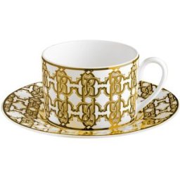 Roberto Cavalli Monogram Gold Set 2 Tazze Te' In Confezione Regalo - Caffè E Te Oro UNICA