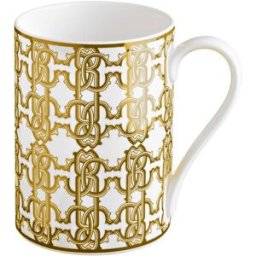 Roberto Cavalli Monogram Gold Tazza Mug In Confezione Regalo - Caffè E Te Oro UNICA