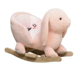 Homcom Cavallo a dondolo stile coniglio seduta imbottita con suono 3 LR44 batterie per bambini 18-36 mesi rosa Max.carico 40kg Aosom