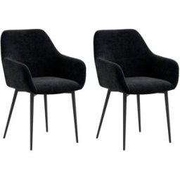 Homcom Set 2 Sedie per Sala da Pranzo Moderne con Braccioli, Seduta Imbottita e Gambe in Acciaio, 54x57x80cm, Nero