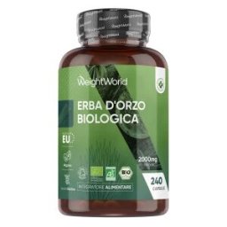 WeightWorld Erba d'Orzo Biologica 2000mg 240 Capsule (8 Mesi), Alto Dosaggio, Detox, Antiossidanti, Energia Integratore Bio Certificato