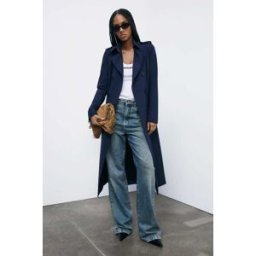 Patrizia Pepe Trench con fibbia in nylon bielastico blu 46