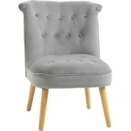 Homcom Sedia Moderna per Soggiorno, Camera da Letto e Sala da Pranzo, Seduta Imbottita, Gambe in Legno, Tessuto Vellutato, 60x66x79 cm, Grigia Aosom