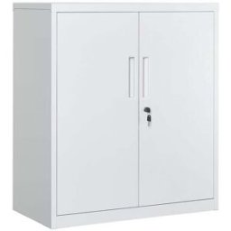 SONGMICS Armadietto Multiuso per Ufficio con 2 Ante Serratura in Acciaio, Grigio / 80l cm