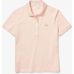 Lacoste Polo slim fit rosa in piquet di cotone stretch con mini logo ricamato tono su tono