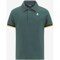 K-way Polo Vincent verde mezza manica in piquet di cotone stretch con bordino sulle maniche