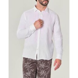 My Stuff Camicia bianca in puro lino con colletto classico all'italiana