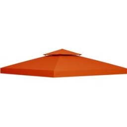 Outsunny Copertura per Gazebo 3x3 m a 2 Livelli in Poliestere Resistente con 8 Fori di Drenaggio, Rosso Ruggine