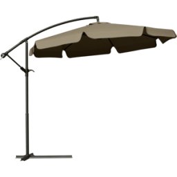 Outsunny Ombrellone da Giardino a Braccio con Apertura a Manovella in Metallo e Poliestere, Ø2.7x2.7 m, Caffè
