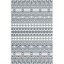 Outsunny Tappeto da Esterno Reversibile con Motivo Geometrico e Borsa Inclusa, 182x274 cm, Grigio e Bianco