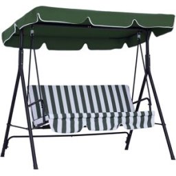 Outsunny Dondolo da Giardino a 3 Posti con Tettuccio Inclinabile e Cuscini, 172x110x153 cm, Verde