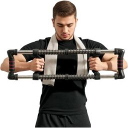 Sportnow Power Twister a 4 Molle con Resistenza da 10 a 80 kg, in Acciaio Inox, 80x22x5 cm, Nero