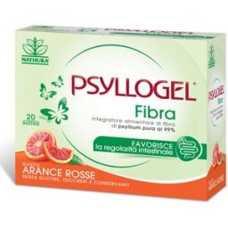 GIULIANI SpA Psyllogel Fibra - Integratore per la regolarità intestinale - Gusto Arance Rosse - 20 bustine
