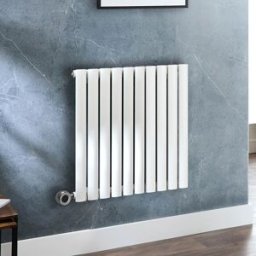 HudsonReed Radiatore Elettrico di Design Orizzontale - Bianco - 635mm x 590mm - Elemento Elettrico Termostatico Cromato Wi-Fi con Presa Elettrica