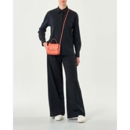 Max Mara Pantaloni palazzo blu in tessuto stretch tecnico con pinces in vita