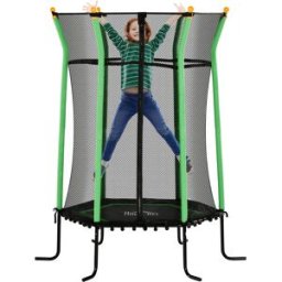 Homcom Trampolino Elastico per Bambini 3-10 Anni con Ingresso a Cerniera e Pali Imbottiti, Ø163.5x190 cm, Verde