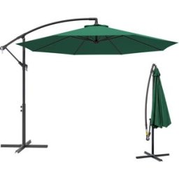 Outsunny Ombrellone da Giardino 3x2.5 m, Inclinabile con Base a Croce e Manovella, in Acciaio e Poliestere