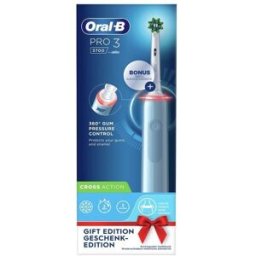 Braun Oral-B Pro 3 Spazzolino Elettrico Ricaricabile - 3700 Blu. 1 + 2 Testine St