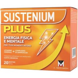 A.MENARINI IND.FARM.RIUN.Srl Sustenium Plus - Integratore alimentare energizzante - Gusto Arancia - 20 buste