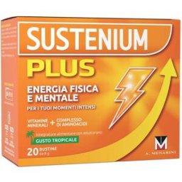 A.MENARINI IND.FARM.RIUN.Srl Sustenium Plus - Integratore alimentare energizzante - Gusto Tropicale - 20 buste