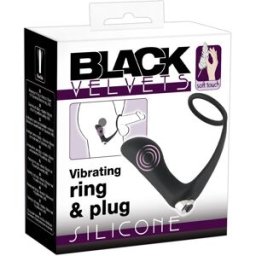 Black Velvets Anello fallico con plug anale vibrante Con 10 potenti modalità di vibrazione 1 pz Dilatatore