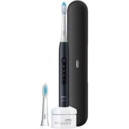 Braun Oral-B Pulsonic Slim Luxe 4500 Adulto Spazzolino elettrico sonico Nero, Platino 1 pz da denti